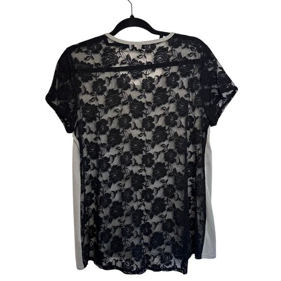 Womans Cato grey and black floral sheer lace back tshirt size XL - Picture 2 of 6